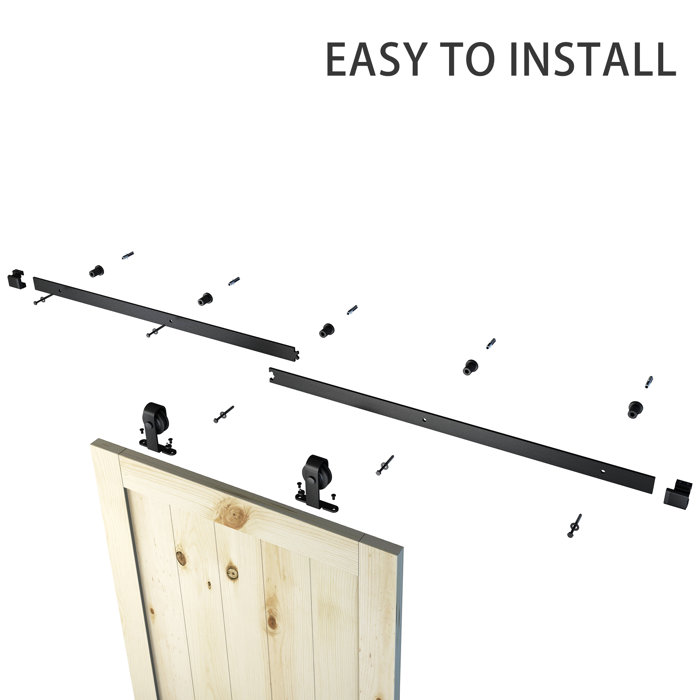 JUBEST Black Steel Single Door Barn Door Hardware Kit Standard Single (Not Include Door) Wayfair